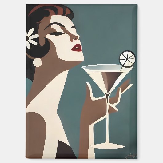 Aimant Mid Century Modern Art The Martini DIva (Recto)