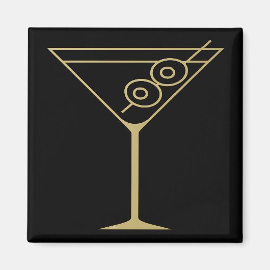 Aimant Mid Century Modern Gold 2 Olive Martini (Devant)