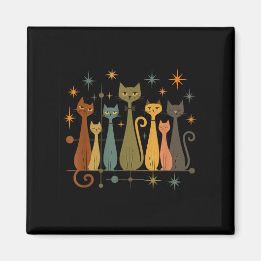 Aimant Mid-century Modern Look Atomic Age 50s 60s Cat Shi (Devant)
