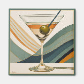 Aimant Mid Century Modern Martini Cocktail Heure (Devant)