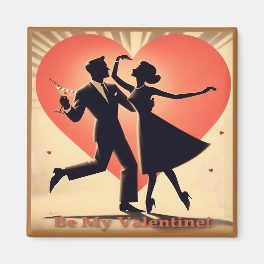 Aimant Mid Century moderne Valentine Dancing Couple (Devant)