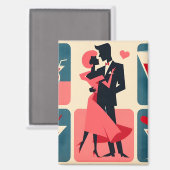 Aimant Mid Century Valentine Dancing Couple (Recto/Verso)