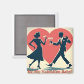 Aimant Mid Century Valentine moderne Hip Dancing Couple (Recto/Verso)