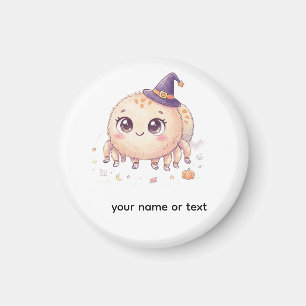 Aimant Mignon araignée duveteuse Halloween avec chapeau d