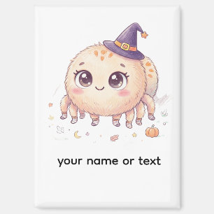 Aimant Mignon araignée duveteuse Halloween avec chapeau d