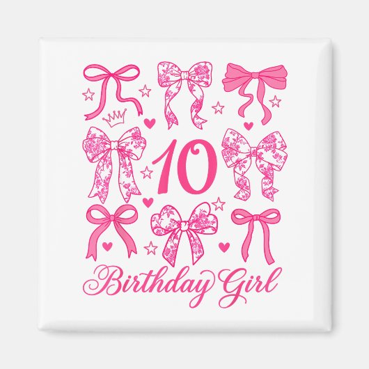 Aimant Mignon arc coquette 10 ans anniversaire filles 10 (Devant)