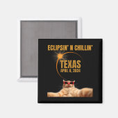 Aimant Mignon Chat de l'Éclipse Solaire Totale Texas (Recto/Verso)