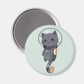 Aimant Mignon Chat Noir Astronaute Kawaii (Recto/Verso)