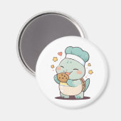 Aimant Mignon Chef Tortue Mangeant un Cookie Design Kawai (Recto/Verso)