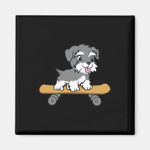 Aimant Mignon chien schnauzer miniature en skateboard Sch