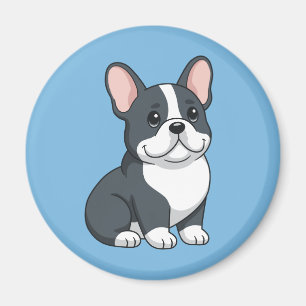 Aimant Mignon chiot Bouledogue Français noir et blanc sur