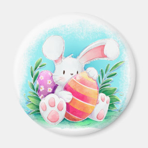Aimant mignon de l'aquarelle de lapin de Pâques