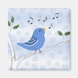 Aimant mignon d'oiseau bleu de chant