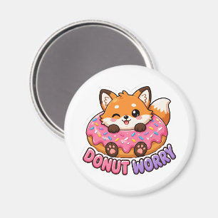 Aimant Mignon donut renard Kawaii Ne t'inquiète pas Pun d