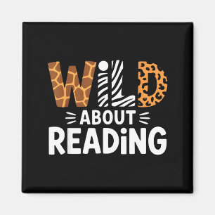 Aimant Mignon fou de lecture safari animal bibliophile
