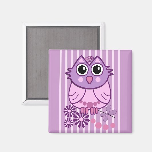 Aimant mignon girly avec Chouette (Recto/Verso)