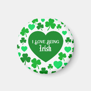 Aimant Mignon J'adore être irlandais cœurs et trèfles ver