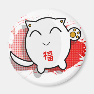 Aimant mignon japonais porte-bonheur design blanc/rouge