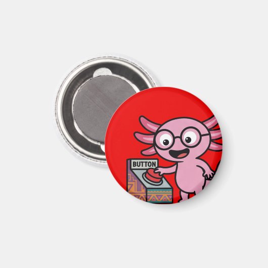 Aimant Mignon Je me pose des questions de axolotl aztéque (Recto/Verso)