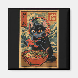 Aimant Mignon Kawaii Chat de Joueur Drôle Ramen Rétro Jap