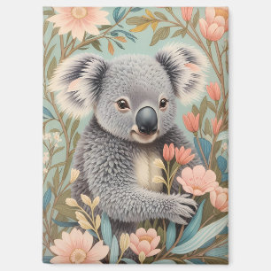 Aimant Mignon Koala Élégant Floral Pastel