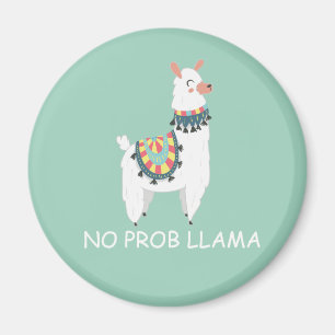 Aimant Mignon Lama Blanc Drôle Vert Menthe Pas De Problèm