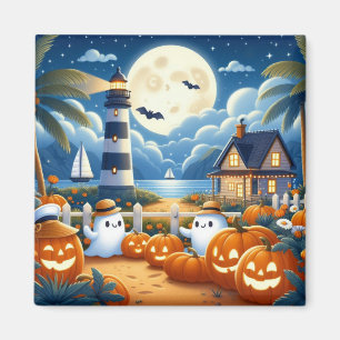 Aimant Mignon, Nautique/côtier Halloween fantôme/citrouil