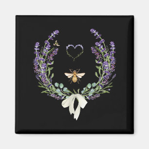 Aimant Mignon Nœud Abeille Fleur de Lavande Cœur Botaniqu