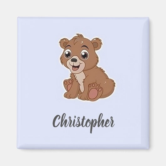 Aimant Mignon ours brun bleu (Devant)