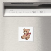 Aimant Mignon ours en peluche beige avec écharpe rayée (In Situ (Lave-vaisselle))
