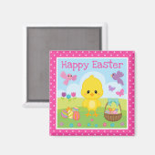 Aimant Mignon Pâques de printemps Poussin & Œufs en Choco (Recto/Verso)