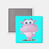 Aimant mignon petit hippopotame triste (Recto/Verso)