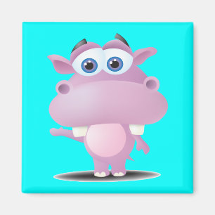 Aimant mignon petit hippopotame triste