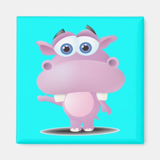 Aimant mignon petit hippopotame triste (Devant)