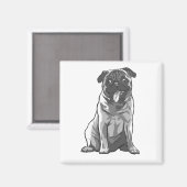 Aimant Mignon Pug avec Bonne Humeur (Recto/Verso)