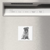 Aimant Mignon Pug avec Bonne Humeur (In Situ (Lave-vaisselle))