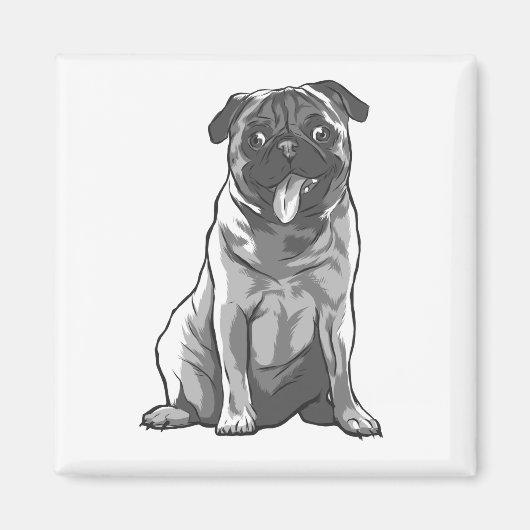 Aimant Mignon Pug avec Bonne Humeur (Devant)