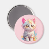Aimant Mignon Rose Jaune Kawaii Chaton (Recto/Verso)
