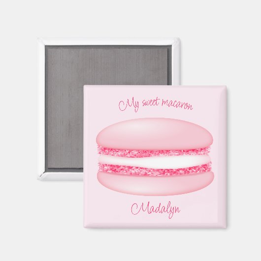 Aimant mignon rose mon nom de filles macaron (Recto/Verso)