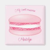 Aimant mignon rose mon nom de filles macaron (Devant)