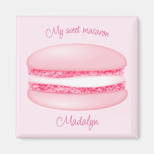 Aimant mignon rose mon nom de filles macaron (Devant)