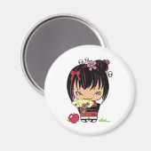 Aimant Mignon Scary Miao - poupée gothique kokeshi (Recto/Verso)