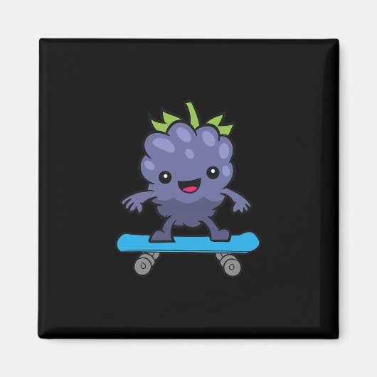 Aimant Mignon skateboard de fruit de mûre Kawaii Blackbe (Devant)