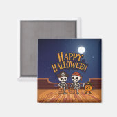 Aimant mignon, squelettes et citrouille Halloween (Recto/Verso)