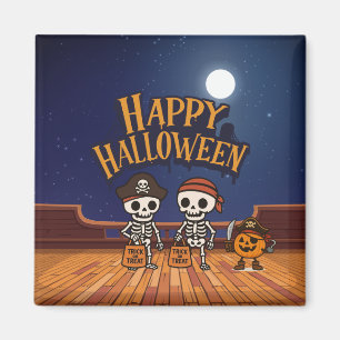 Aimant mignon, squelettes et citrouille Halloween