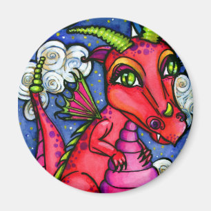 Aimant mignon superbe de dragon rouge de bébé