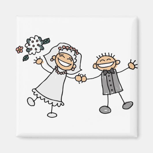 Aimant Mignonne Caricature Mariage Artistique Enregistrer (Devant)