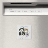 Aimant Mignonne Cartoon Chats Mariage Enregistrer la Date (In Situ (Lave-vaisselle))