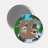 Aimant Mignonne Cartoon Mère Sloth Et Bébé (Recto/Verso)
