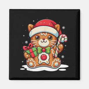 Aimant Mignonne Chat Gingerbread Homme Chemise De Noël Po